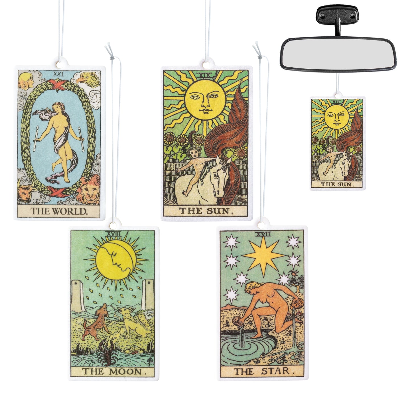 4Pcs Hanging Air Freshener Fragrance Scented Cards, Tarot Cards Theme Car Aromatherapy Tablets for Car, Bedroom, Wardrobe, Shoe Cabinet, Quickly Eliminate Odors Pendant Decoration