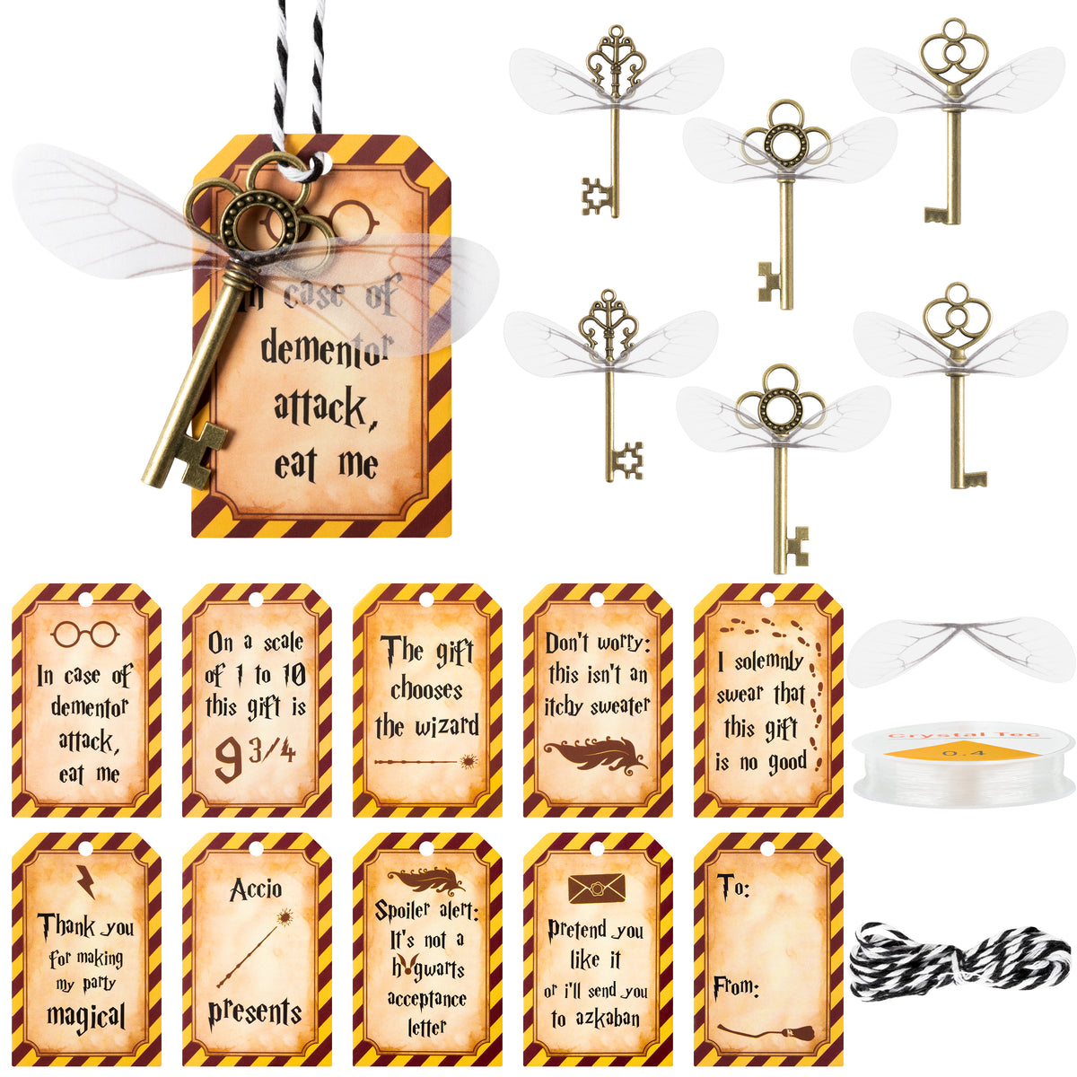 Wizard Key Sign 112PCS Magical Wizard Vintage Keys Flying Keys Charms Gift Tags, Vinta ...