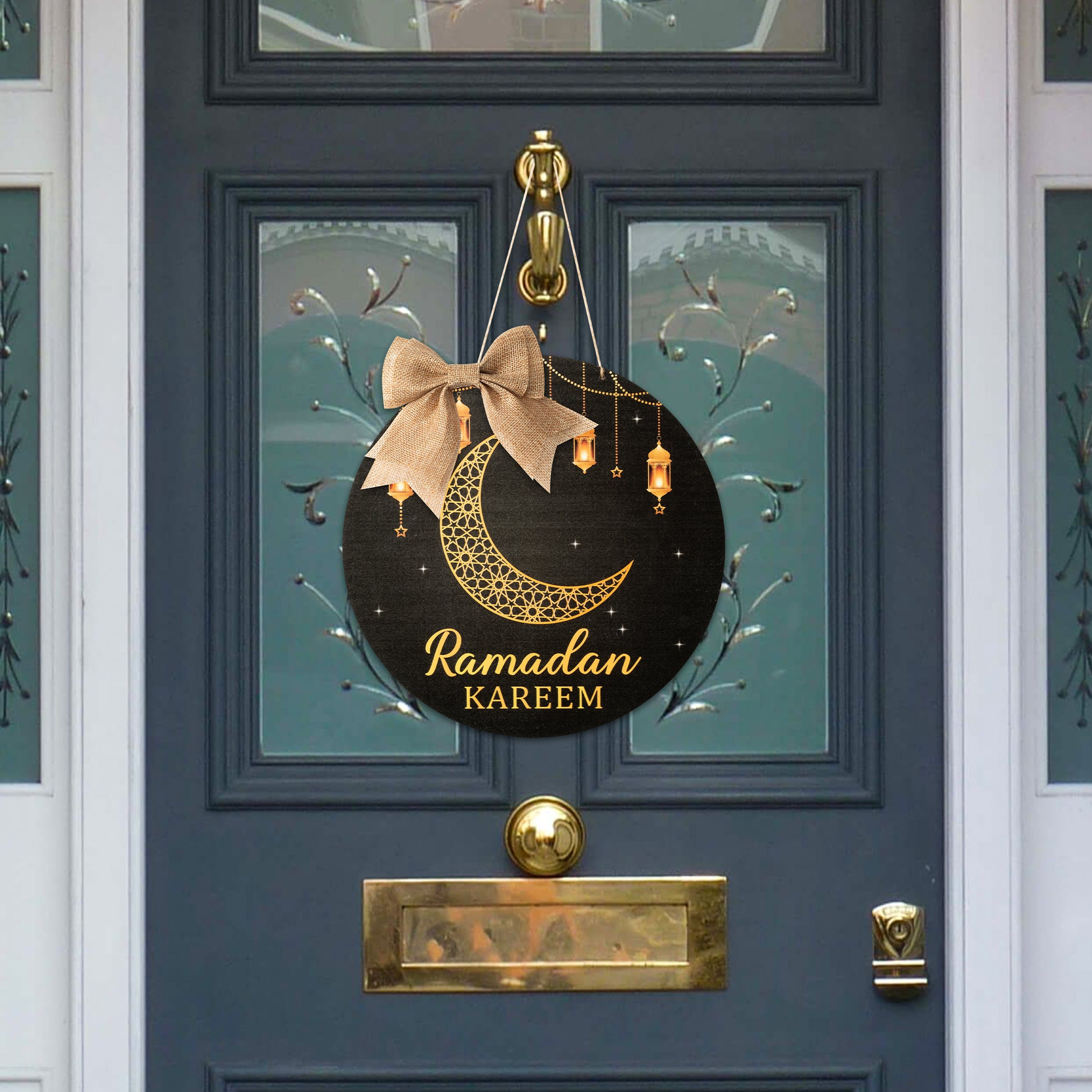 Ramadan Kareem Wreath Wooden Hanging Door Sign Decorations Eid Mubarak –  l1rabe