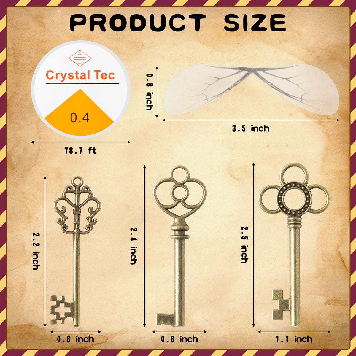 Magical Key Label 112PCS Magical Wizard Vintage Keys Flying Keys Charms Gift Tags, Vinta ...