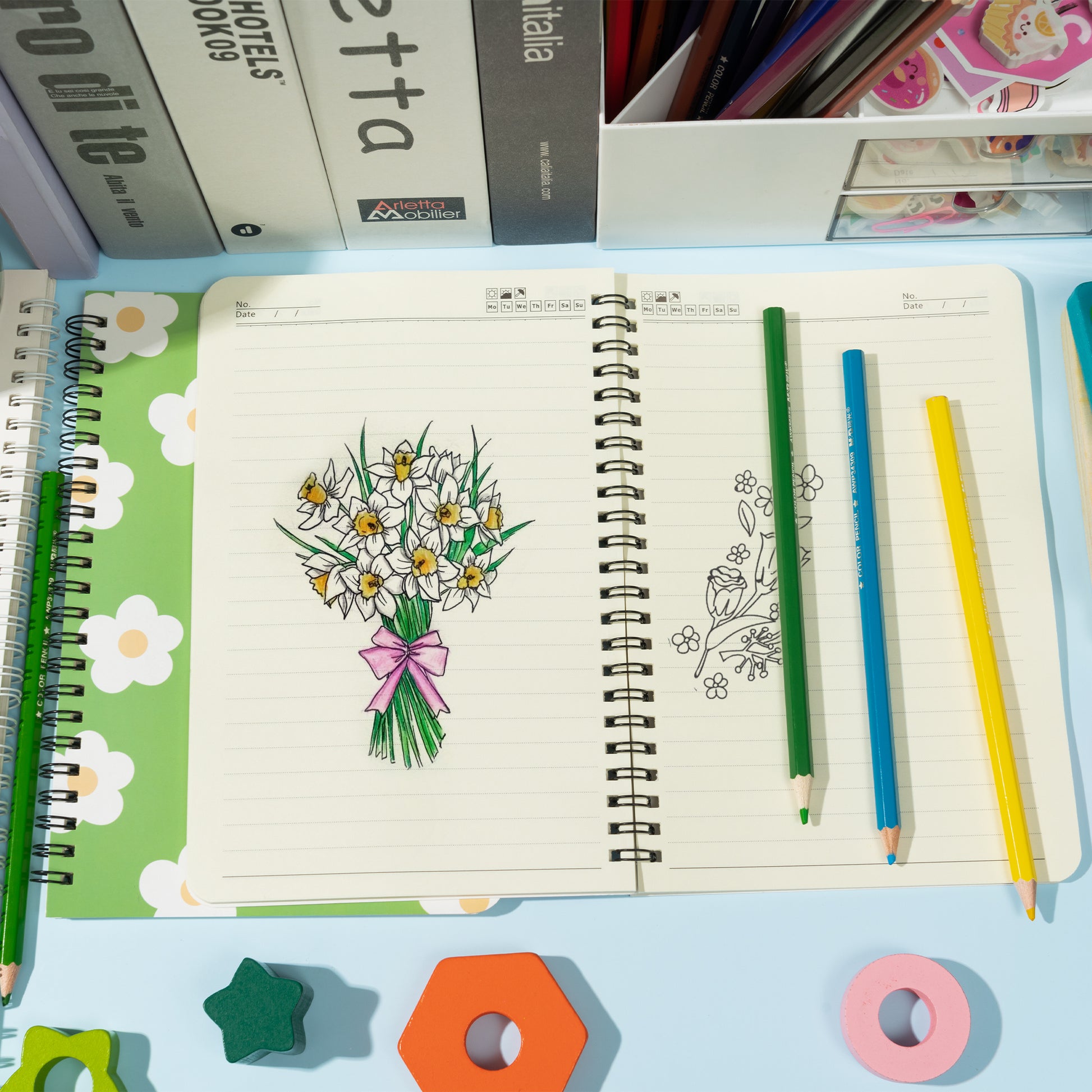 L1rabe 2 Pack Line Spiral Notebooks, A5 Flower Journals Bulk, Travel J –  l1rabe