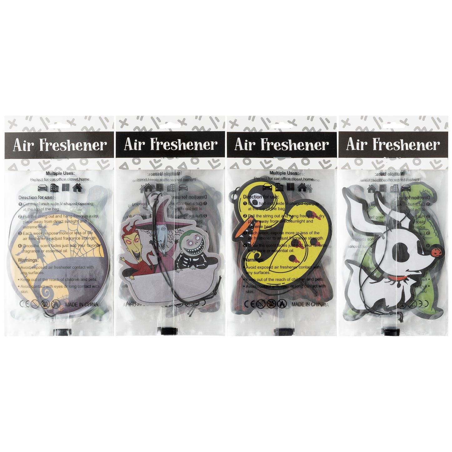 8Pcs Halloween Nightmare Sally Car Air Fresheners, Hanging Air Freshener Fragrance Scented Cards Rearview Mirror Pendant, Halloween Jack Ghost Ghoul Theme Aromatherapy Tablets for Car Bedroom Wardrobe