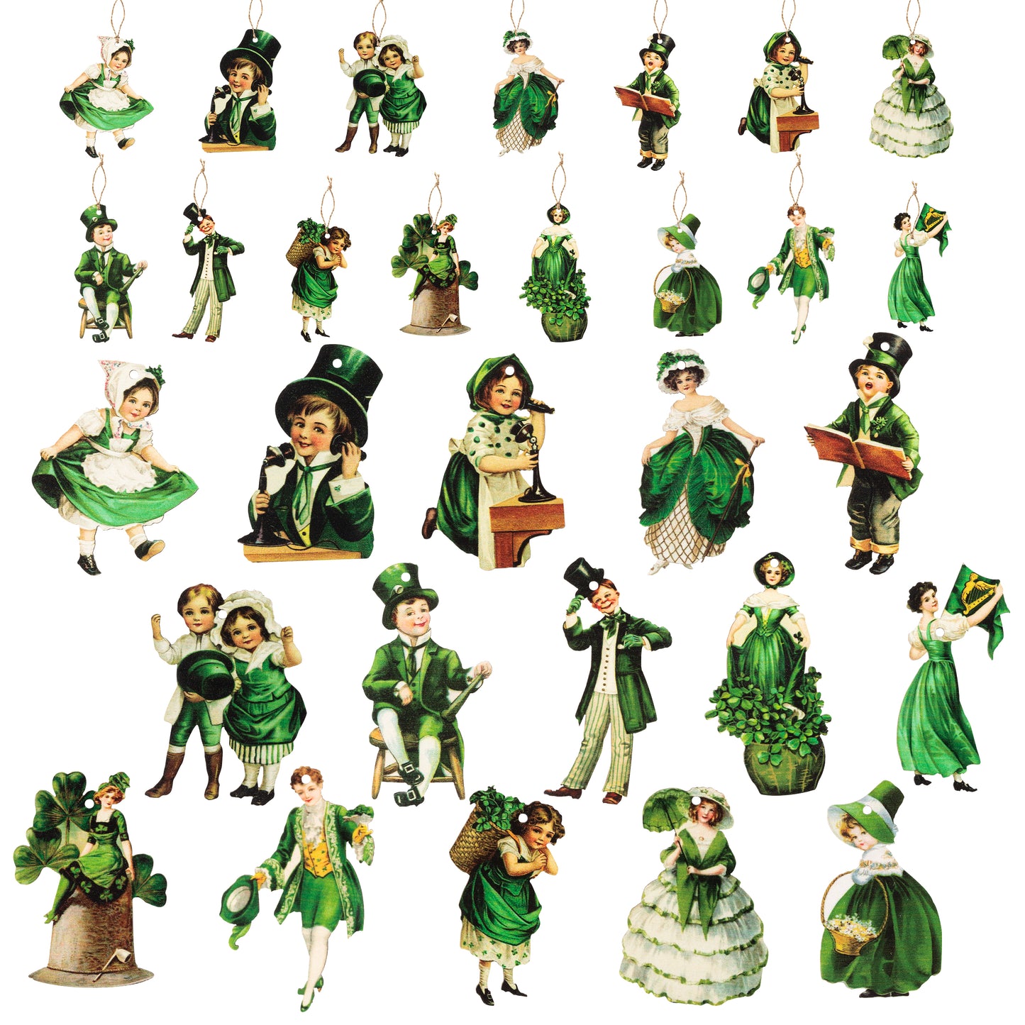 46PCS St Patricks Day Hanging Decoration, Irish Vintage Green Hanging Pendant Ornaments, Lucky Irish Day Wood Crafts Windows Fireplace Wall Home Decor Party Supplies Decorations Holiday Gift for Kids