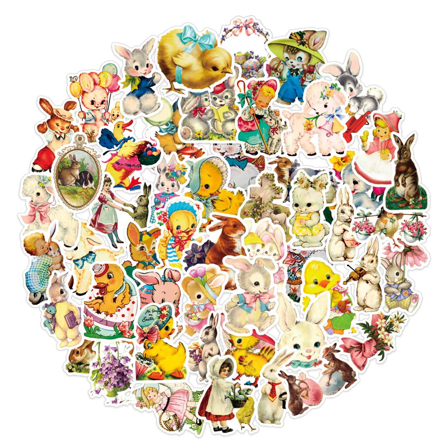 52Pcs Easter Stickers Vintage Stickers Anime Stickers Cute Waterproof Party Supplies for Laptop Water Bottle Bicycle for Kids Adults School Teacher