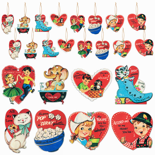 25Pcs Vintage Valentine Wood Hanging Ornament Decoration,Vintage Valentine's Day Gift Valentine's Day Party Theme Decoration Anniversary or Birthday Gift for Couples and Friends