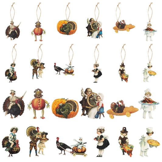37Pcs Vintage Thanksgiving Fall Wood Hanging Ornament Decoration, Vintage Turkey Gift Thanksgiving Party Theme Decoration Anniversary or Thanksgiving Meal for Family and Friends