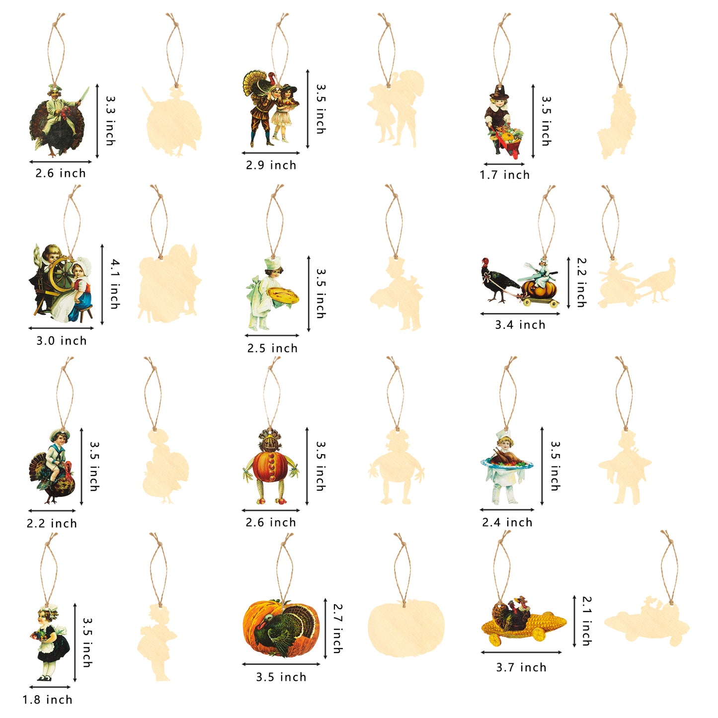 37Pcs Vintage Thanksgiving Fall Wood Hanging Ornament Decoration, Vintage Turkey Gift Thanksgiving Party Theme Decoration Anniversary or Thanksgiving Meal for Family and Friends