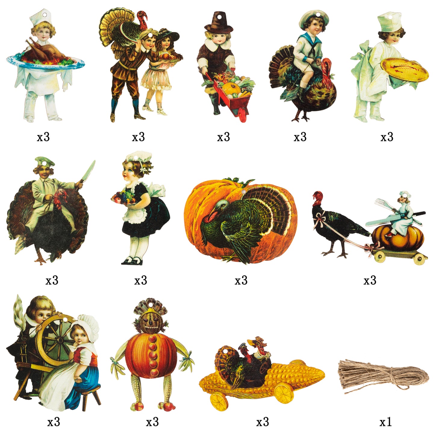 37Pcs Vintage Thanksgiving Fall Wood Hanging Ornament Decoration, Vintage Turkey Gift Thanksgiving Party Theme Decoration Anniversary or Thanksgiving Meal for Family and Friends