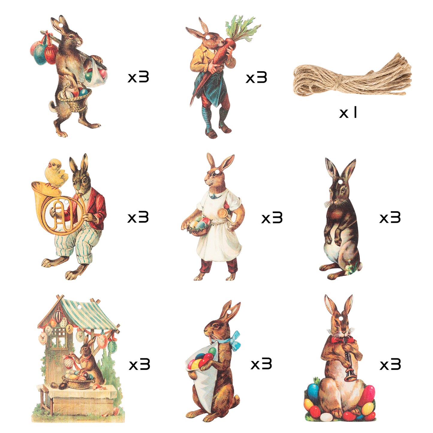 25Pcs Vintage Easter Bunny Wood Ornaments Decorations,Vintage Easter Gift Easter Party Theme Decoration Anniversary or Easter for Couples