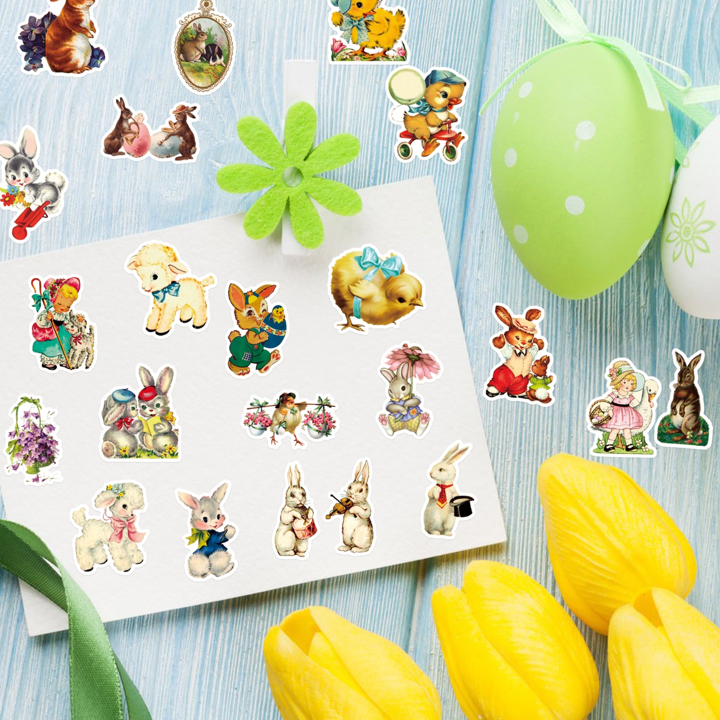 52Pcs Easter Stickers Vintage Stickers Anime Stickers Cute Waterproof Party Supplies for Laptop Water Bottle Bicycle for Kids Adults School Teacher