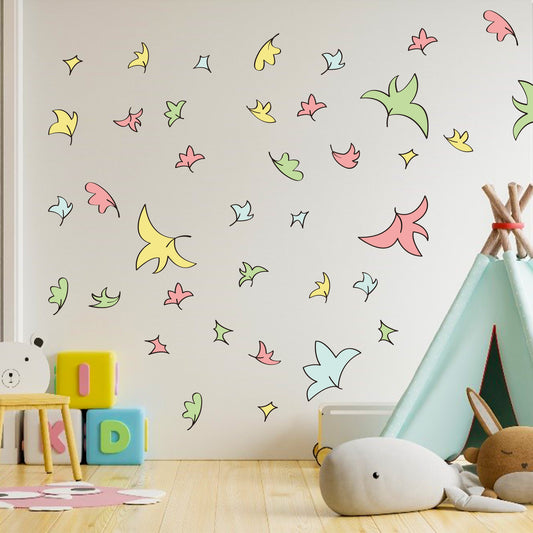 100Pcs Heartstopper Leaves Wall Decal Small Leaf Sticker Ornament Heartstopper Leaves Decal Wall Art Decor Colorful Leaves Decal Vinyl Sticker for College Girl Room Decor Living Room Nursery Decoration